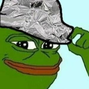 Smug Pepe tipping tinfoil hat
